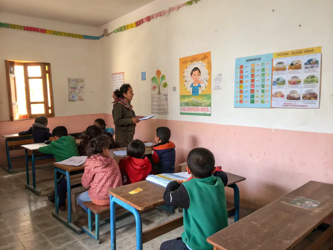 A classroom setting with children participating in an interactive workshop about railway history and engineering, led by a CFCL educator.